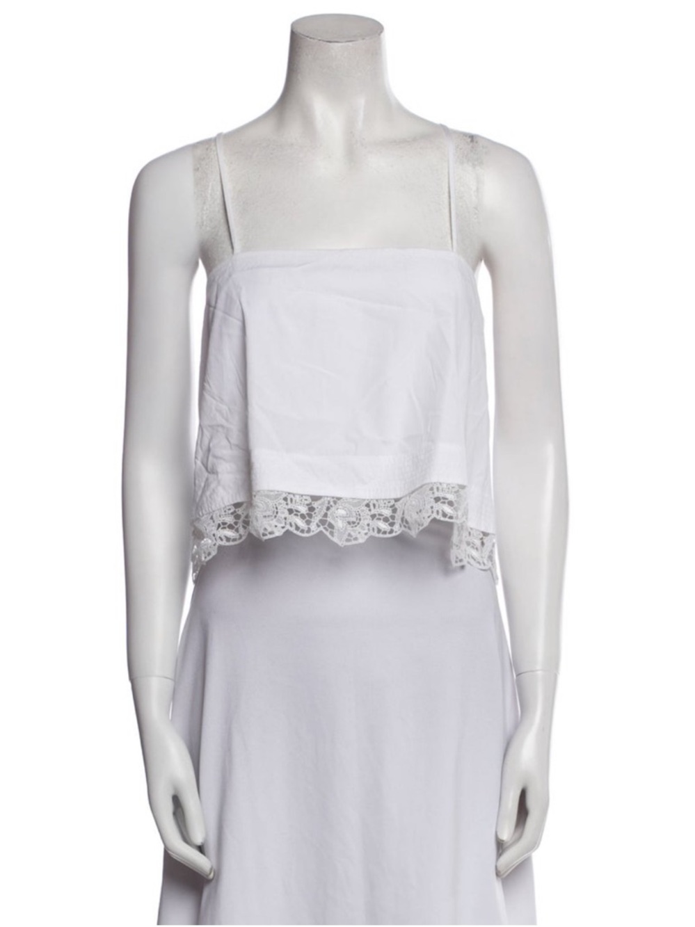 A.L.C. Size 8 White Lightweight Lace Hem Camisole Summer Tank Top